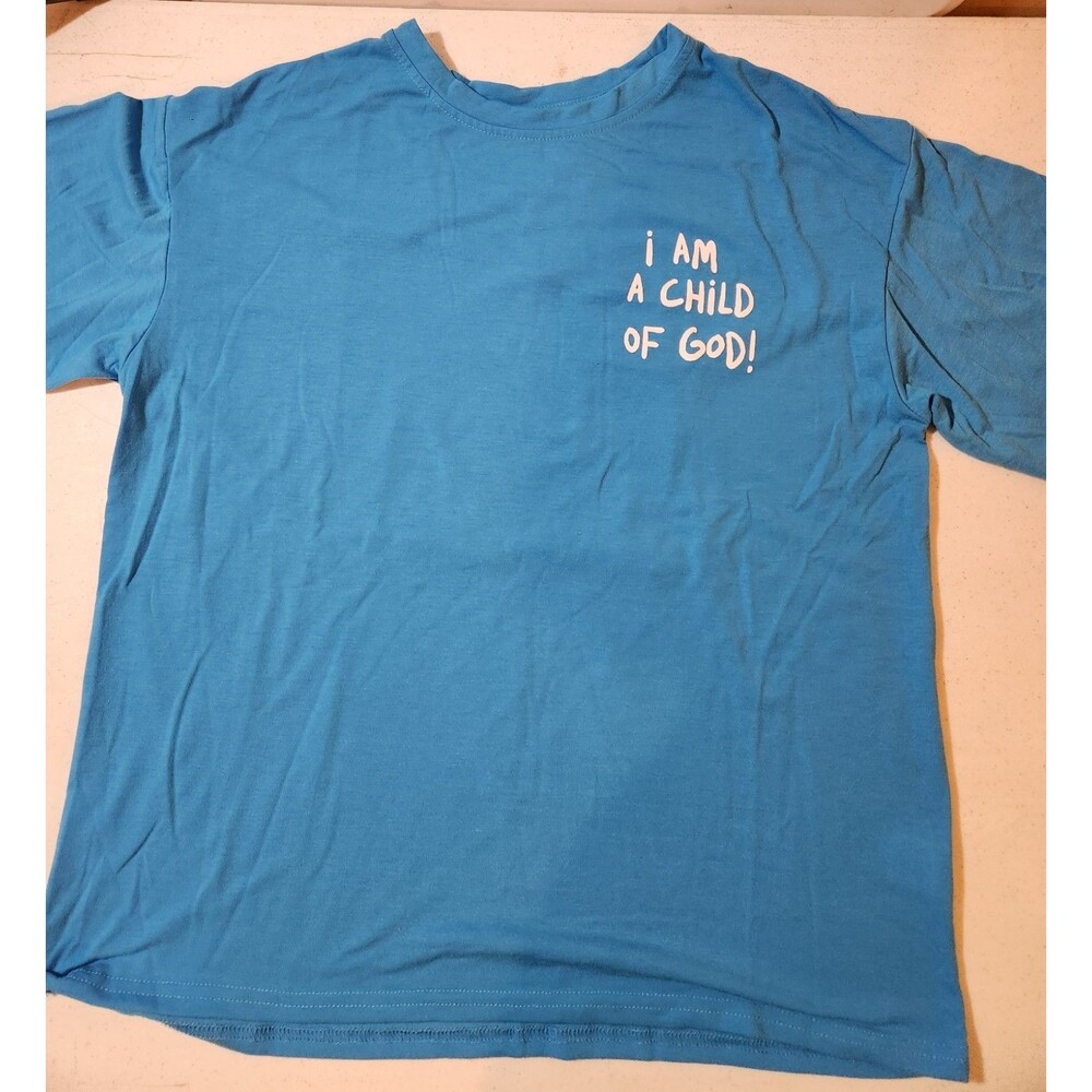 T- Shirt Large Blue I Am A Child Of God Graphic Tee Relaxed Fit Christian